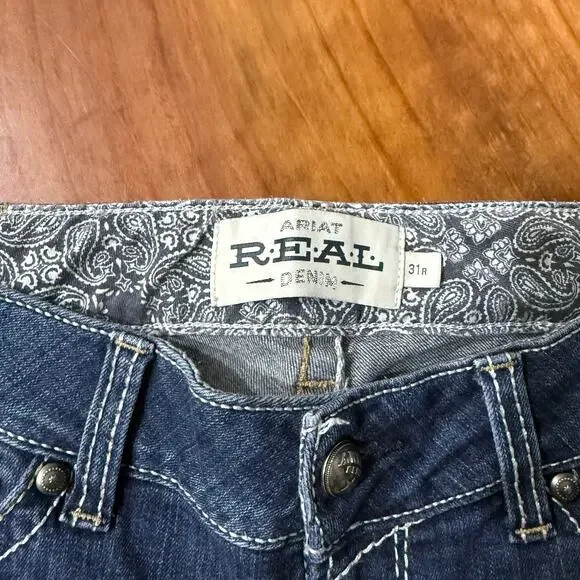 Ariat Denim Women's Jeans 31R Denim Mid Rise Boot Cotton Whipstitch Ocean Y16 - Picture 4 of 7